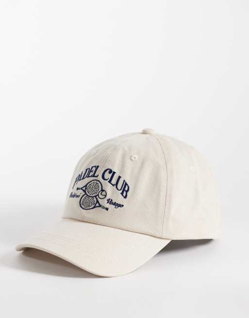 Gorra beis unisex con bordado de pádel de Reclaimed Vintage