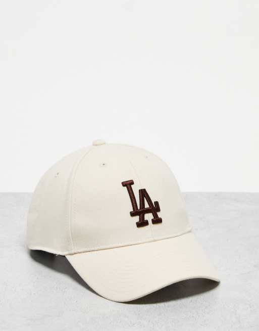 Gorra color crudo con bordado marrón, botón de presión y diseño de los LA Dodgers de la MLB de 47 Brand 