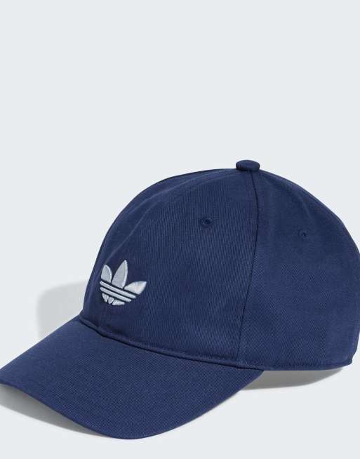 Gorra de béisbol azul añil nocturno clásica con detalle de trébol Adicolor Classic Trefoil de adidas Originals