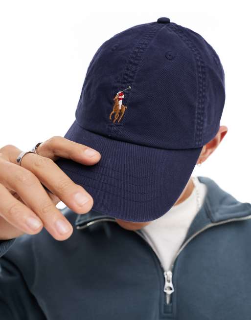 Gorra de béisbol azul marino con logo multicolor de sarga de Polo Ralph Lauren