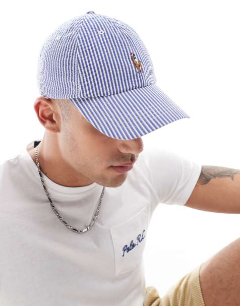 Gorra de béisbol azul medio a rayas con logo multicolor de sirsaca de Polo Ralph Lauren - view 1