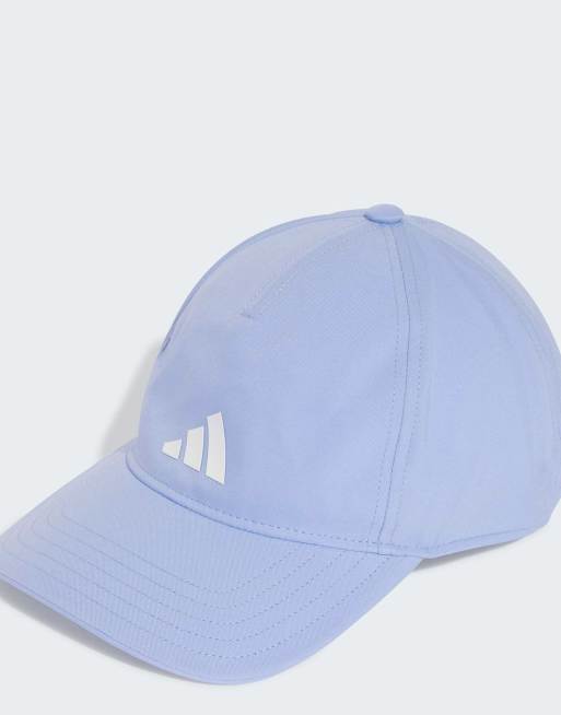 Gorra de béisbol azul y blanca para correr Aeroready de adidas Performance