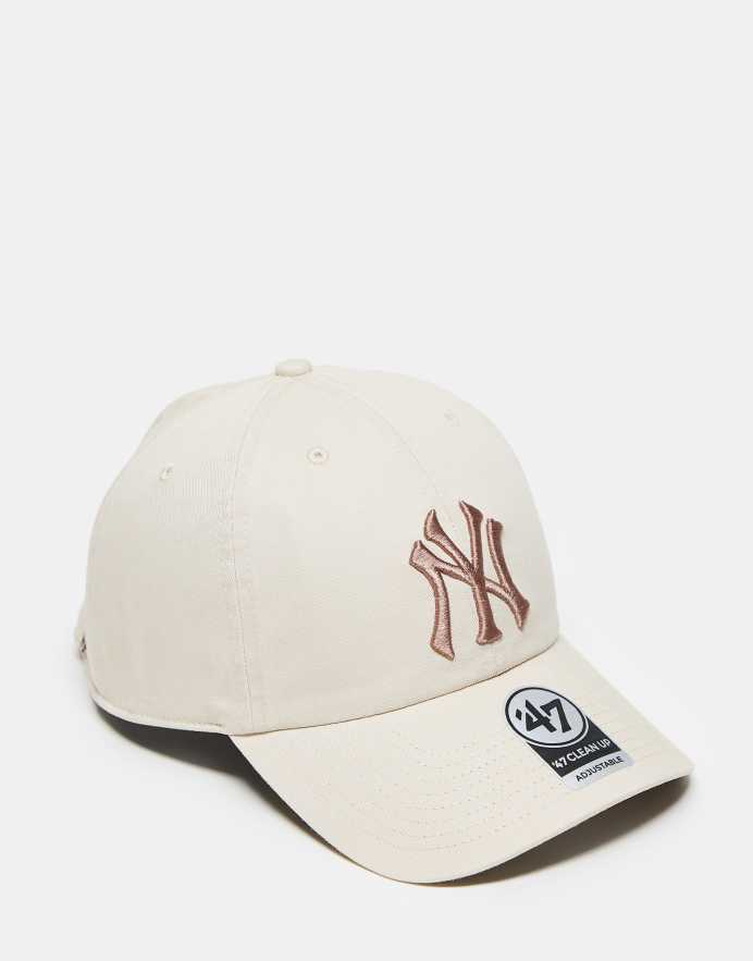 47 Brand Gorra de béisbol beis con logo en el mismo tono de los NY Yankees Clean Up de