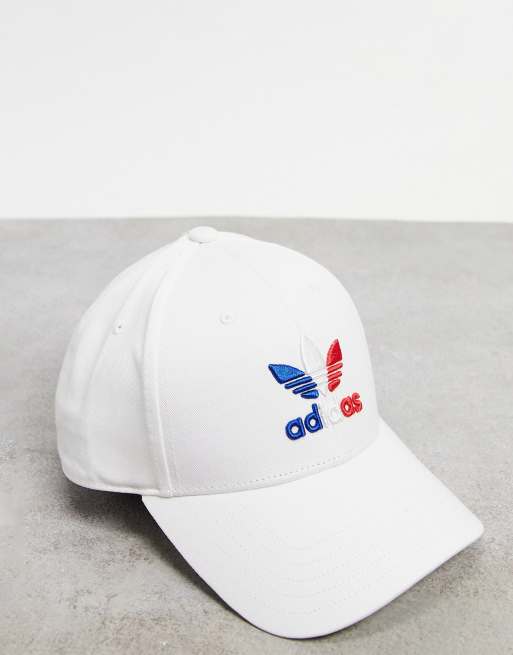 Gorra de béisbol blanca con trébol clásico de adidas Originals