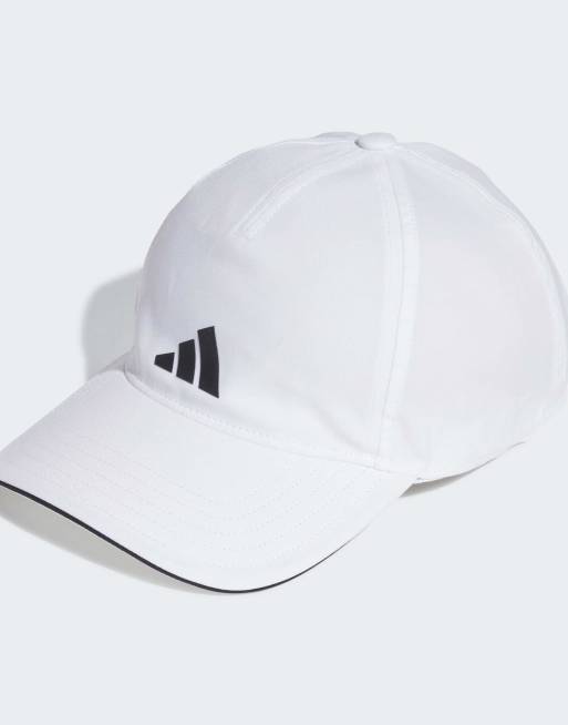 Gorra de béisbol blanca y negra para correr Aeroready de adidas Performance