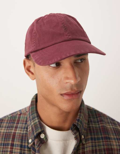 Gorra de béisbol burdeos con acabado tintado y logo grande en el mismo tono Chino de Polo Ralph Lauren