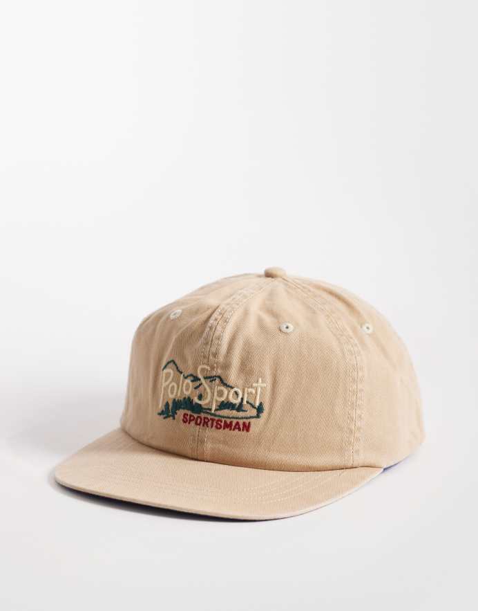 Polo Ralph Lauren Gorra de béisbol caqui vintage con logo de bandera Sports Capsule de