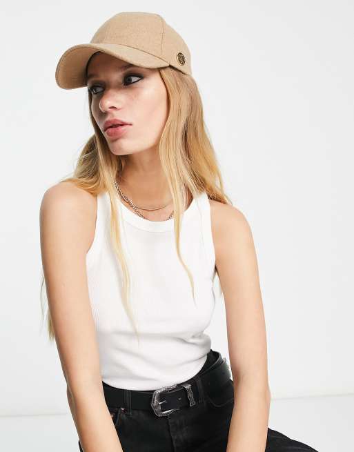 Gorra de béisbol color camel de lana Melton de Elle
