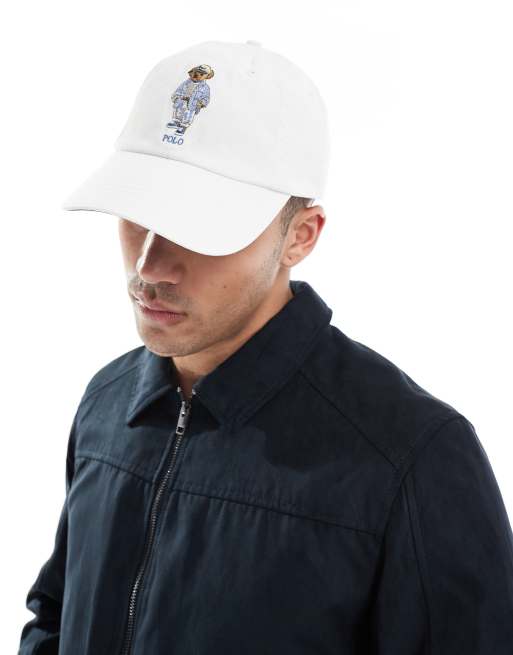 Gorra de béisbol color crema con logo de oso de club marítimo de sarga de Polo Ralph Lauren