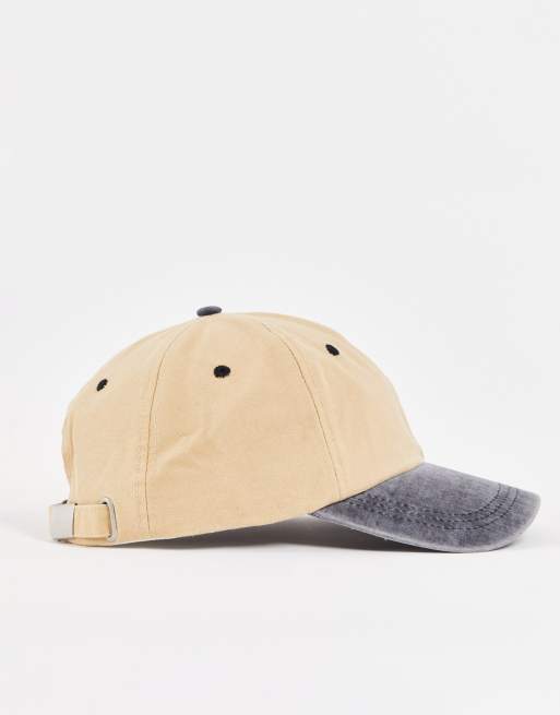Gorra de béisbol color crudo con lavado negro de estilo años 90 de ASOS DESIGN