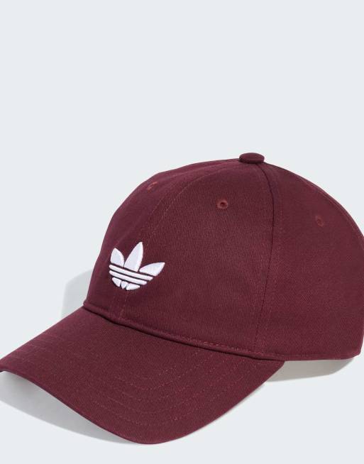 Gorra de béisbol granate clásica con trébol Adicolor Classic Trefoil de adidas Originals