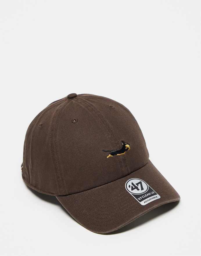 47 Brand Gorra de béisbol marrón con bordado de perro Clean Up de