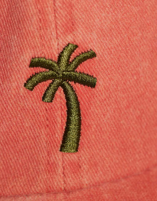Gorra de béisbol naranja lavado con estampado gráfico de palmera de ASOS DESIGN, 3 de 3