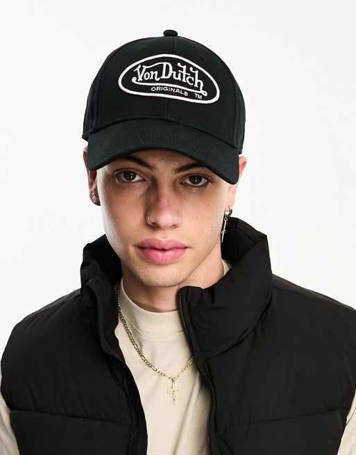 Gorra de béisbol negra con diseño desestructurado de Von Dutch 