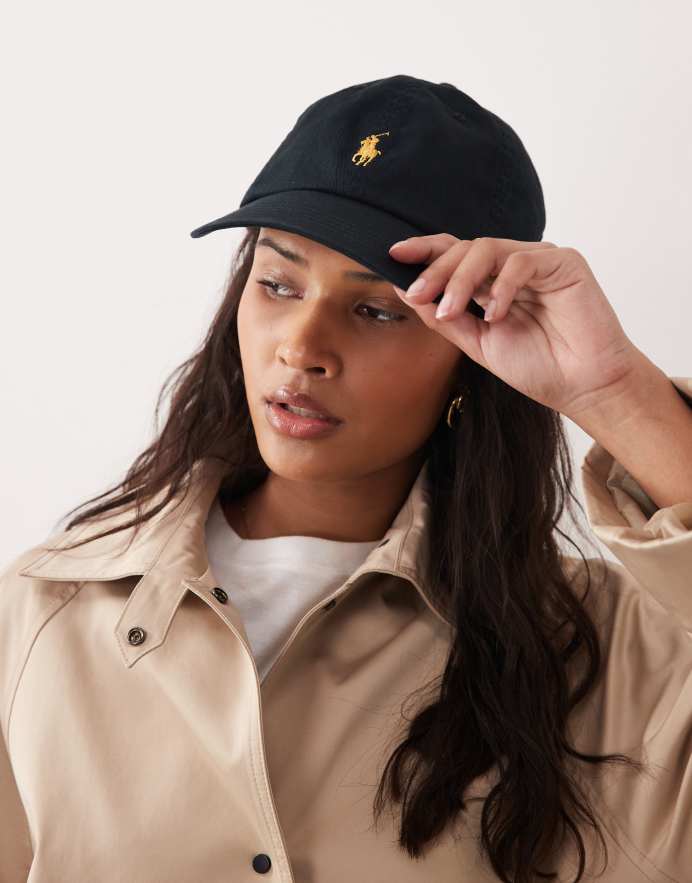 Polo Ralph Lauren Gorra de béisbol negra con logo de icono de