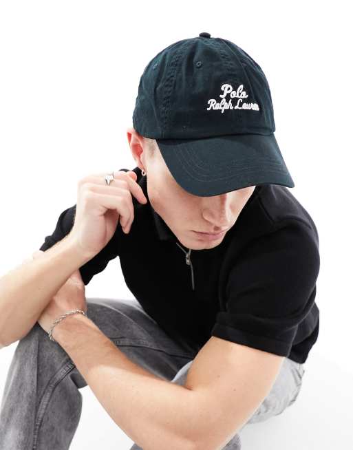 Gorra de béisbol negra con logo de texto de sarga de Polo Ralph Lauren, 4 de 4