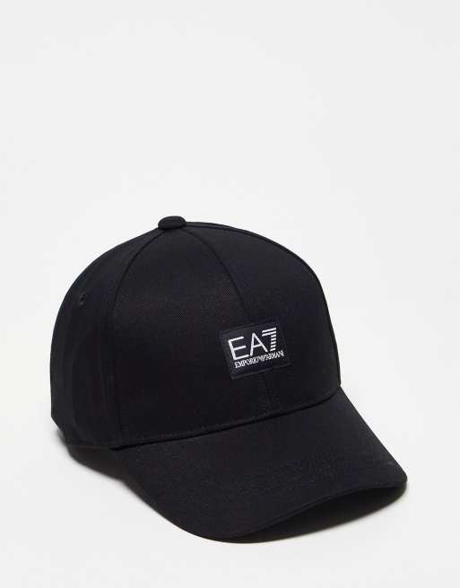 Gorra de béisbol negra con logo EA7 de Armani