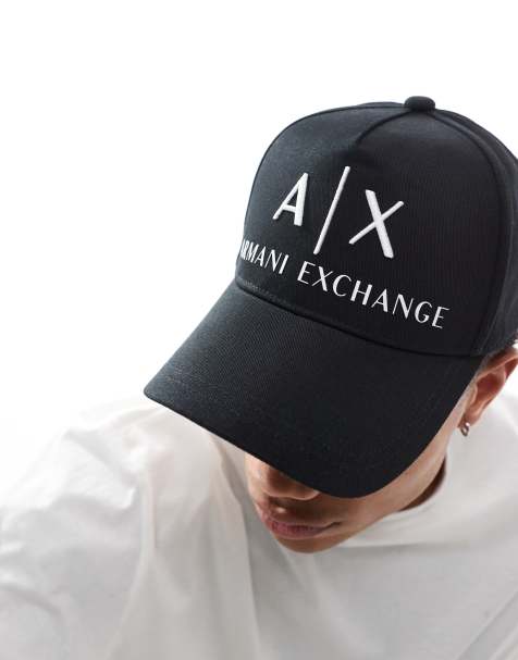 Gorra de béisbol negra con logo grande blanco de Armani Exchange - view 1