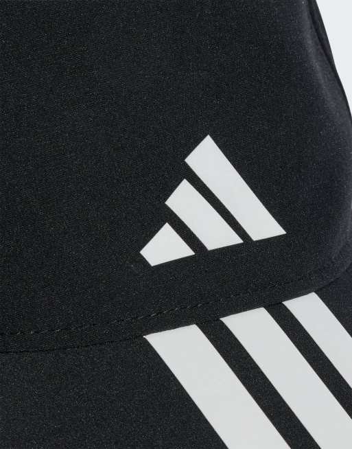 Gorra de béisbol negra y blanca con 3 rayas Climaproof de adidas Performance, 3 de 3