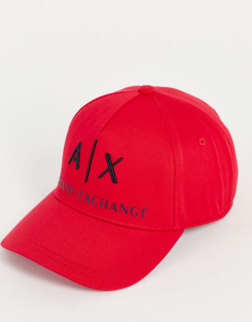Gorra de béisbol roja con logo de texto de Armani Exchange | ASOS