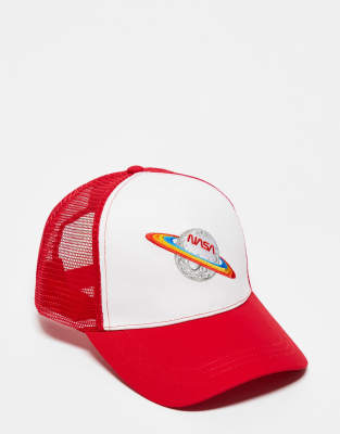 Gorras de malla roja y blanca estilo camionero, Blanco