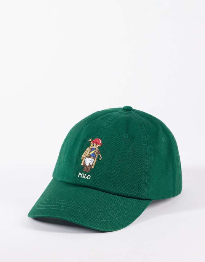Polo Ralph Lauren Gorra de béisbol verde bosque nuevo con bordado de Polo Bear de