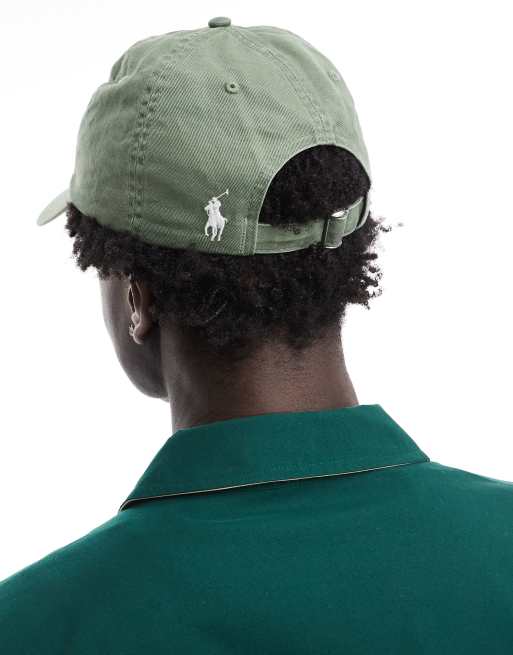 Gorra de béisbol verde claro con logo de texto de sarga de Polo Ralph Lauren, 3 de 4