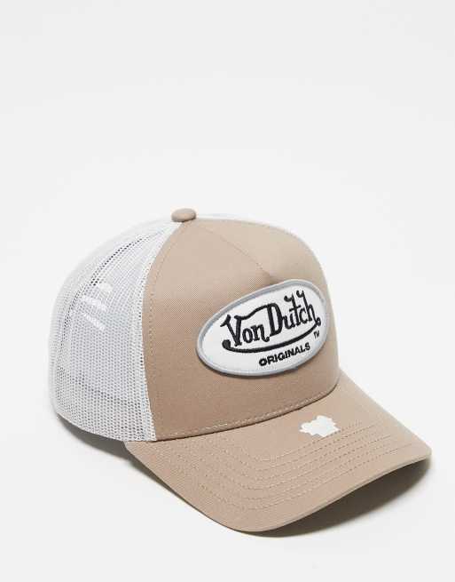 Gorra de camionero color piedra y blanca Boston de Von Dutch