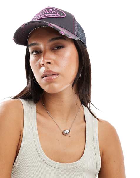 Gorra de camionero gris y rosa con efecto desgastado Kiruna de Von Dutch - view 1