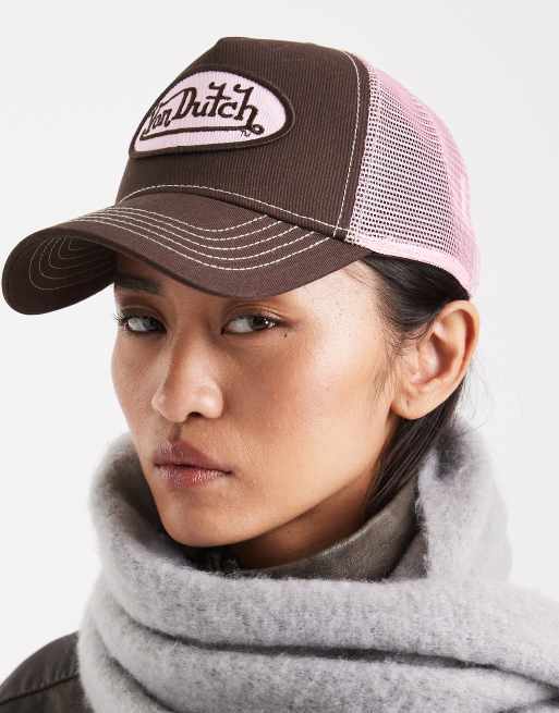 Gorra de camionero marrón y rosa Staple de Von Dutch , 3 de 3