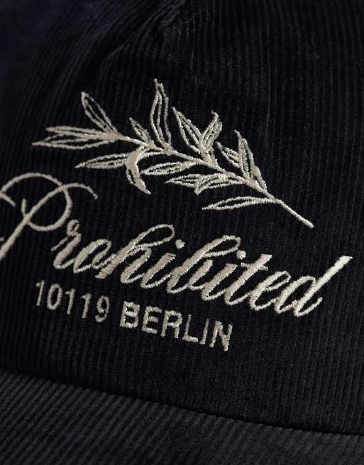 Gorra de pana negra con hoja prohibida, 2 de 3