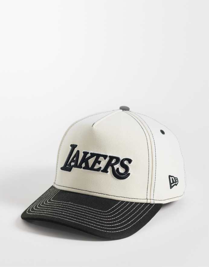 New Era Gorra multicolor con visera en contraste y logo de texto de los LA Lakers E Frame de