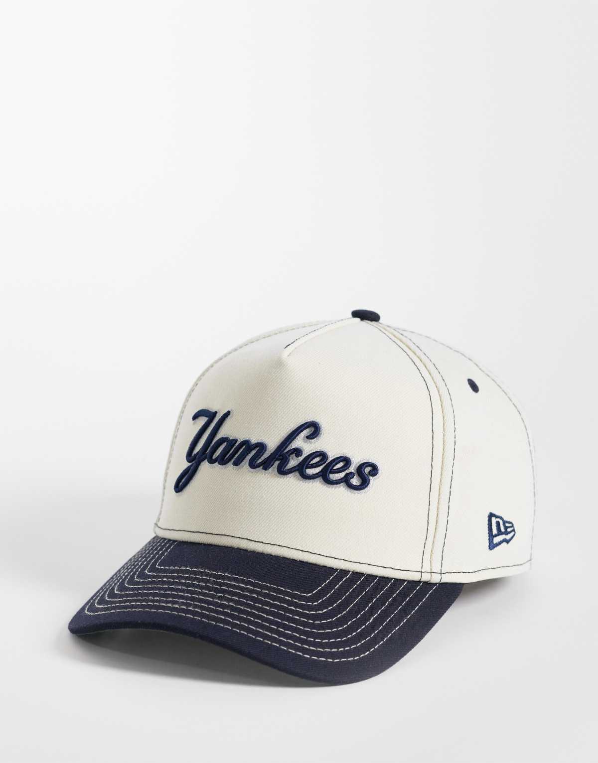 New Era Gorra multicolor con visera en contraste y logo de texto de los NY Yankees E Frame de