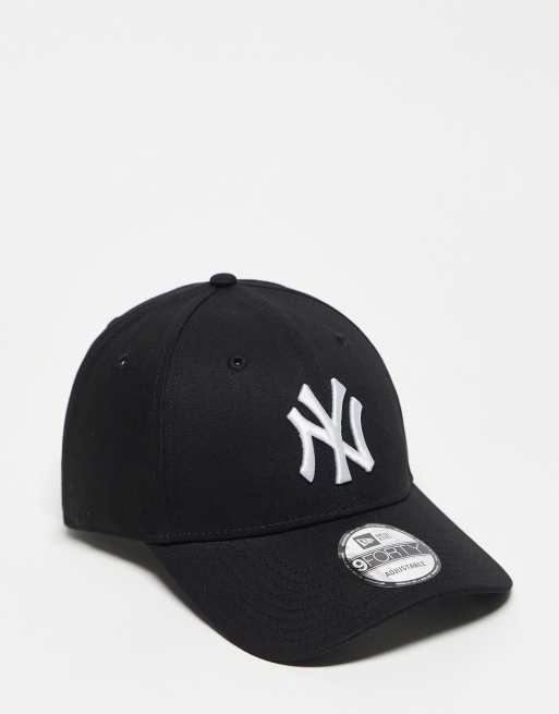 47 New York Yankees - Gorra negra ajustable con correa trasera para hombre  y mujer, con logotipo blanco, Negro 