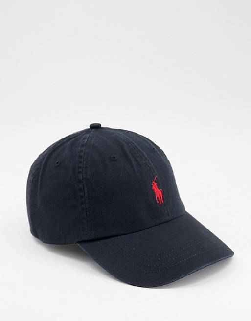 Gorra negra con logo de jugador en rojo de Polo Ralph Lauren