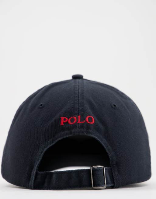 Gorra negra con logo de jugador en rojo de Polo Ralph Lauren ASOS