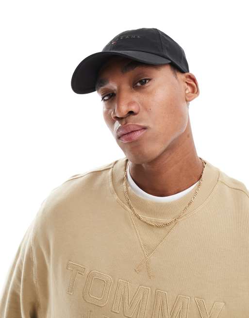 Gorra negra con logo lineal de Tommy Jeans