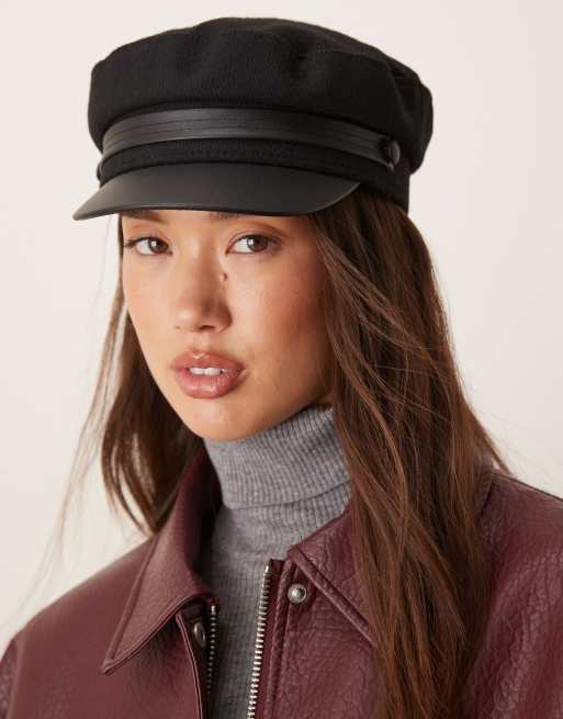 Gorra negra de mezcla de lana de Mango