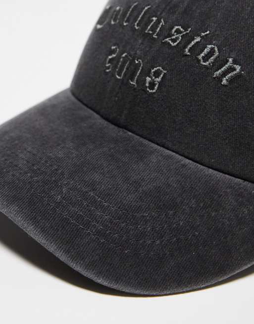 Gorra negro lavado con logo universitario tonal de COLLUSION Unisex, 4 de 4