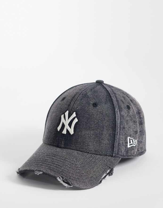 New Era Gorra vaquera negra con lavado ácido de los NY Yankees 9Forty de