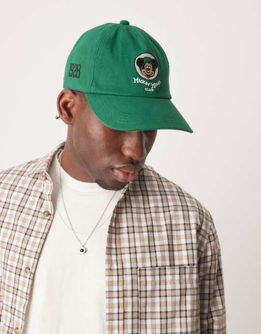 Gorra verde con bordado vintage de Mickey Mouse de Disney de ASOS DESIGN