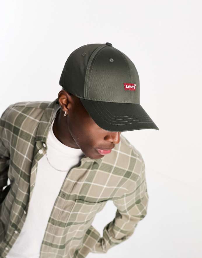 Levi's Gorra verde oliva con logo de murciélago de