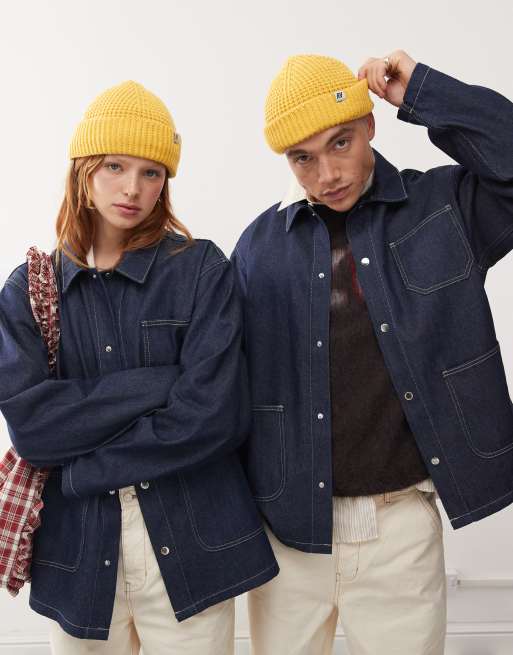 Gorro amarillo mostaza unisex con logo de punto de arroz de Reclaimed Vintage