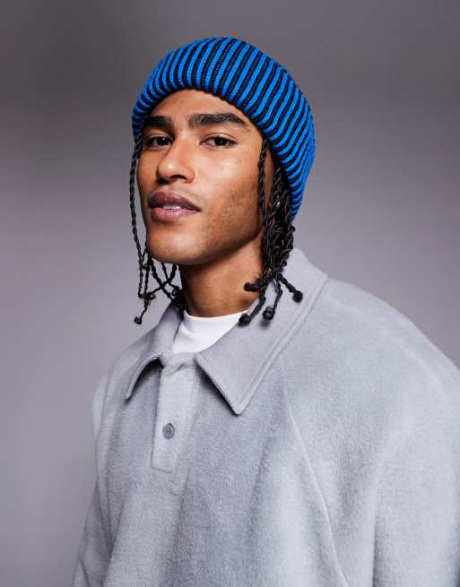 Gorro azul cobalto de punto acanalado en contraste de ASOS DESIGN, 3 de 3