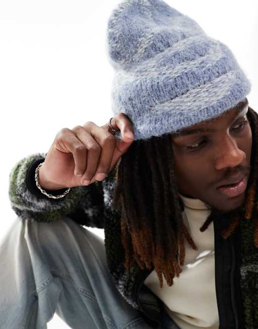 Gorro azul con patrón blanco de punto mullido de ASOS DESIGN, 3 de 4