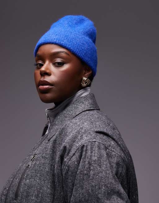 Gorro azul eléctrico de mezcla de lana de Mango