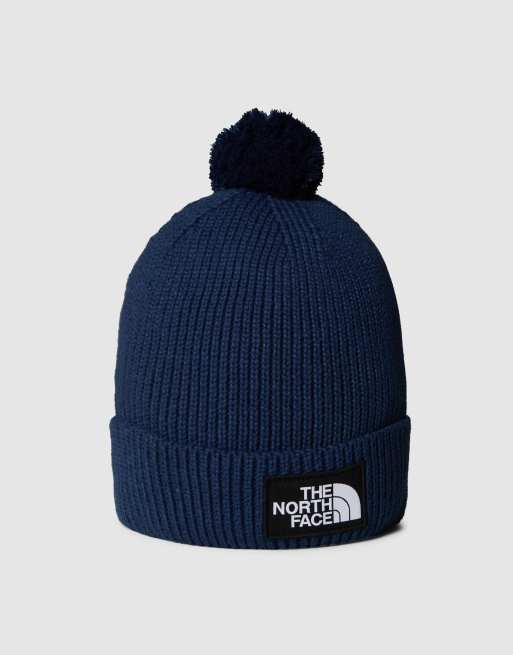 Gorro azul marino cima con vuelta, logo cuadrado TNF y pompón de The North Face, 2 de 3