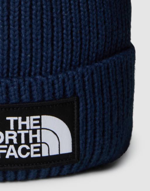 Gorro azul marino cima con vuelta, logo cuadrado TNF y pompón de The North Face, 3 de 3
