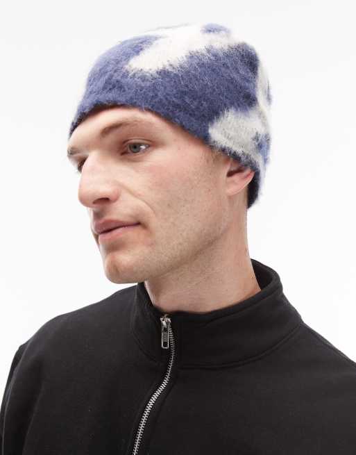 Gorro azul marino con diseño estampado de lana de mohair Burly Runningman de Gramicci, 3 de 3