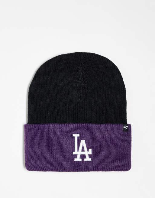 Gorro color ciruela con logo de los LA Dodgers en contraste de punto de 47 Brand